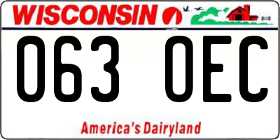 WI license plate 063OEC