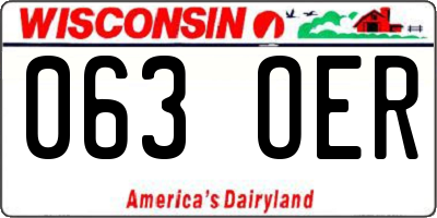 WI license plate 063OER