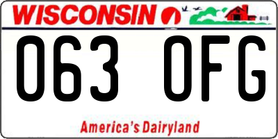 WI license plate 063OFG