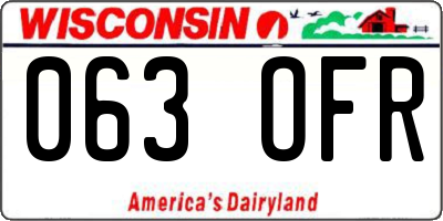 WI license plate 063OFR