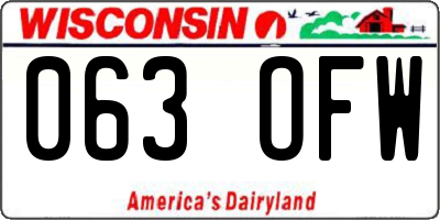 WI license plate 063OFW