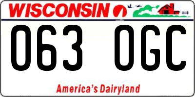 WI license plate 063OGC