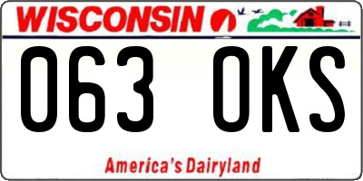 WI license plate 063OKS
