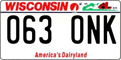 WI license plate 063ONK