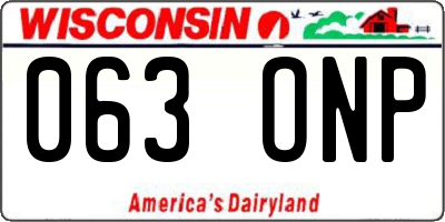 WI license plate 063ONP