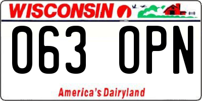 WI license plate 063OPN