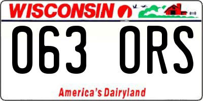 WI license plate 063ORS