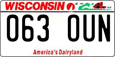 WI license plate 063OUN