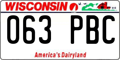 WI license plate 063PBC
