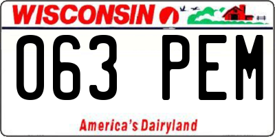 WI license plate 063PEM