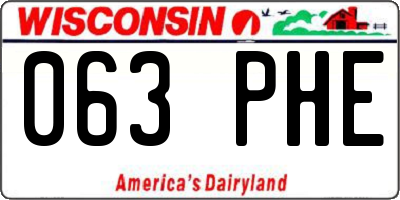 WI license plate 063PHE