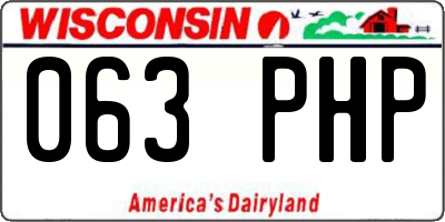 WI license plate 063PHP