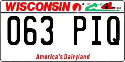 WI license plate 063PIQ