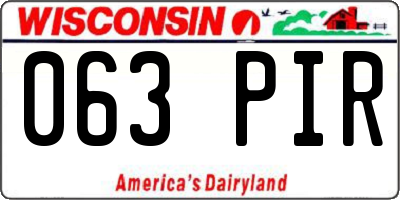 WI license plate 063PIR