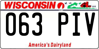WI license plate 063PIV