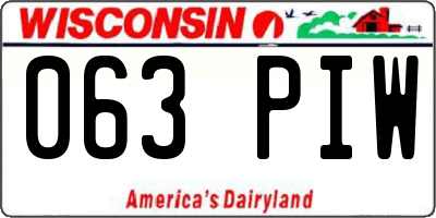 WI license plate 063PIW