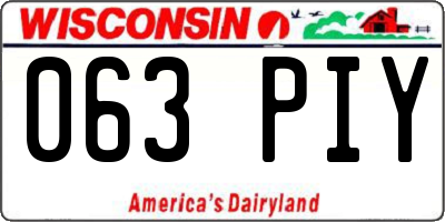 WI license plate 063PIY