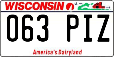 WI license plate 063PIZ