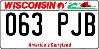 WI license plate 063PJB