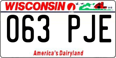WI license plate 063PJE