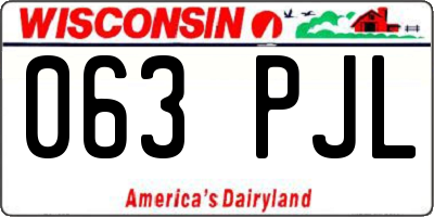 WI license plate 063PJL