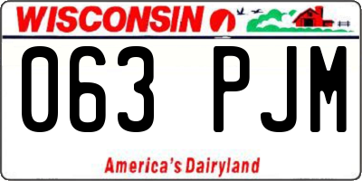 WI license plate 063PJM