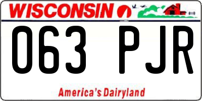 WI license plate 063PJR