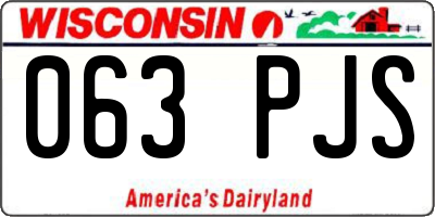 WI license plate 063PJS