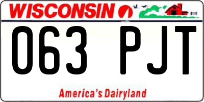 WI license plate 063PJT