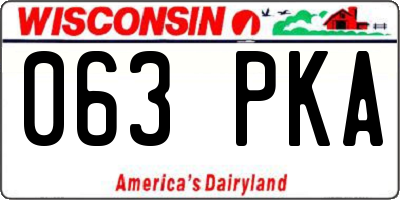 WI license plate 063PKA