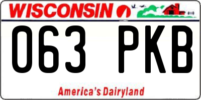 WI license plate 063PKB