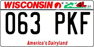 WI license plate 063PKF
