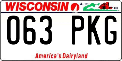 WI license plate 063PKG