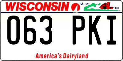 WI license plate 063PKI