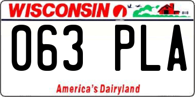 WI license plate 063PLA