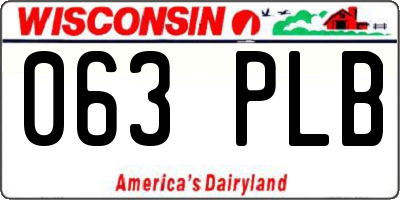 WI license plate 063PLB