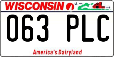 WI license plate 063PLC