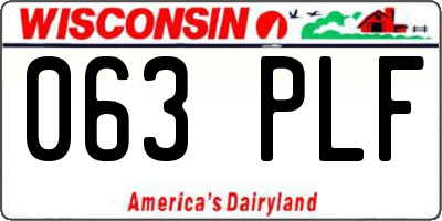 WI license plate 063PLF