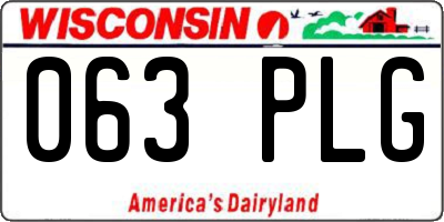 WI license plate 063PLG