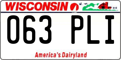 WI license plate 063PLI