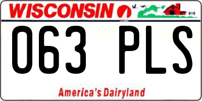 WI license plate 063PLS