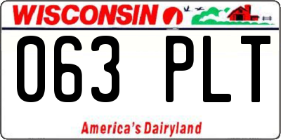 WI license plate 063PLT