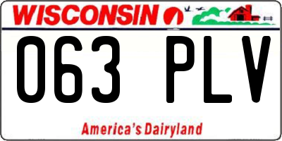 WI license plate 063PLV