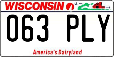 WI license plate 063PLY