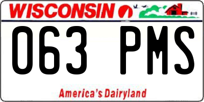 WI license plate 063PMS