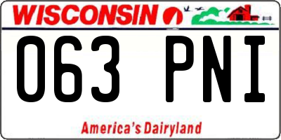 WI license plate 063PNI