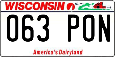 WI license plate 063PON