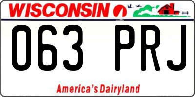 WI license plate 063PRJ