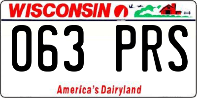 WI license plate 063PRS