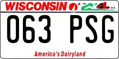 WI license plate 063PSG